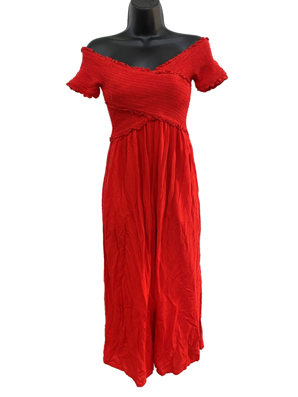 Patrons of Peace Size S Smocked Off-Shoulder Boho Classic Formal Jumpsuit